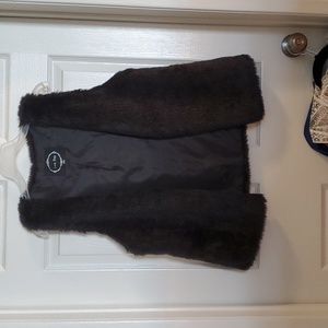 Black Faux Fur Vest, Size Large